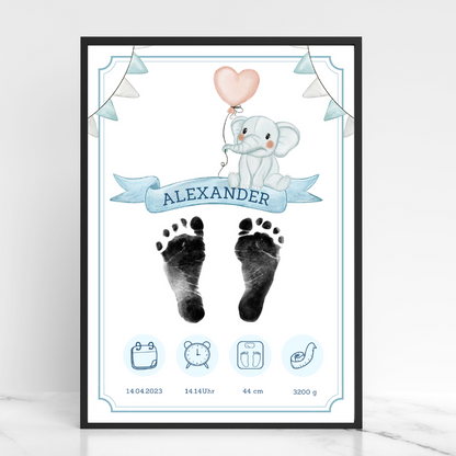 Babyposter - Elefant mit Ballon