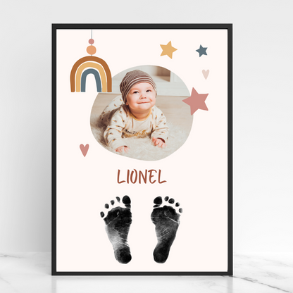 Babyposter - Regenbogen & Sterne mit Foto