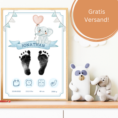 Babyposter - Elefant mit Ballon