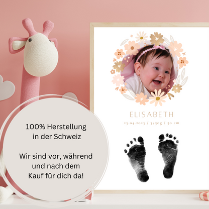 Babyposter - Blumen mit Foto