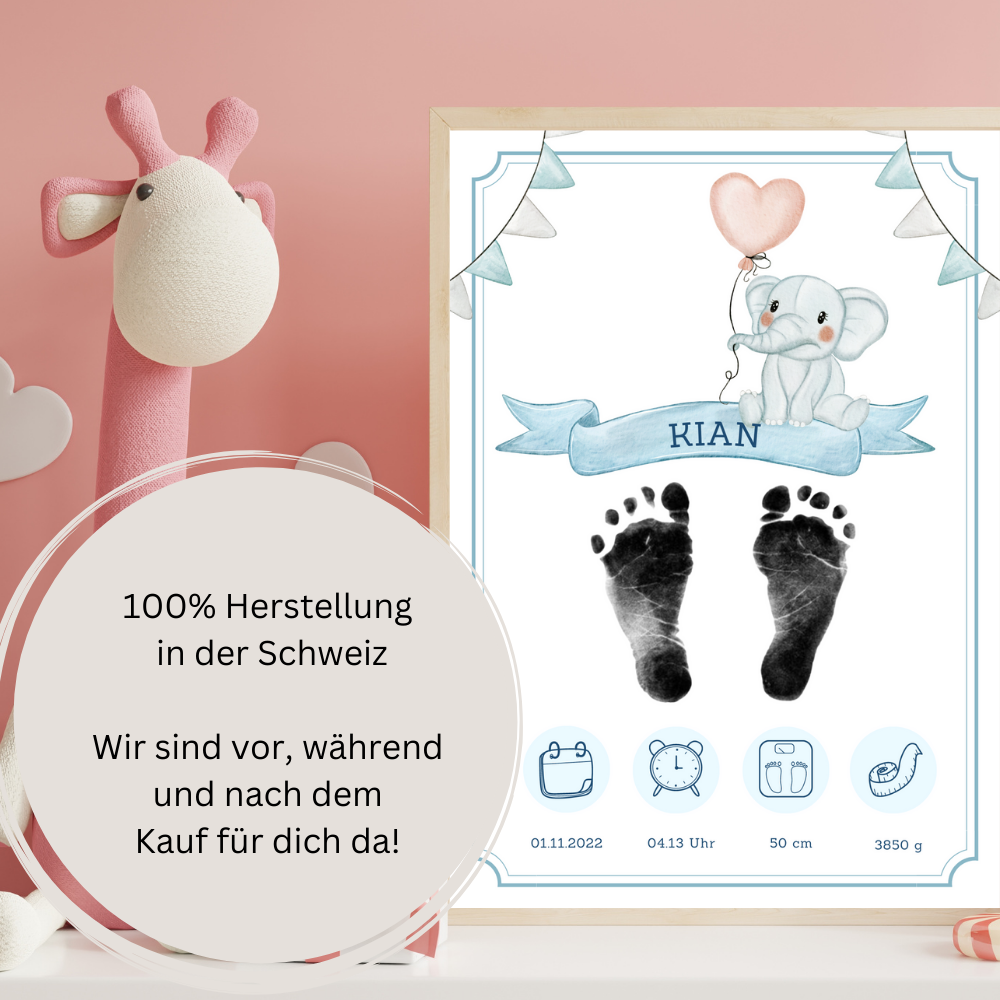 Babyposter - Elefant mit Ballon