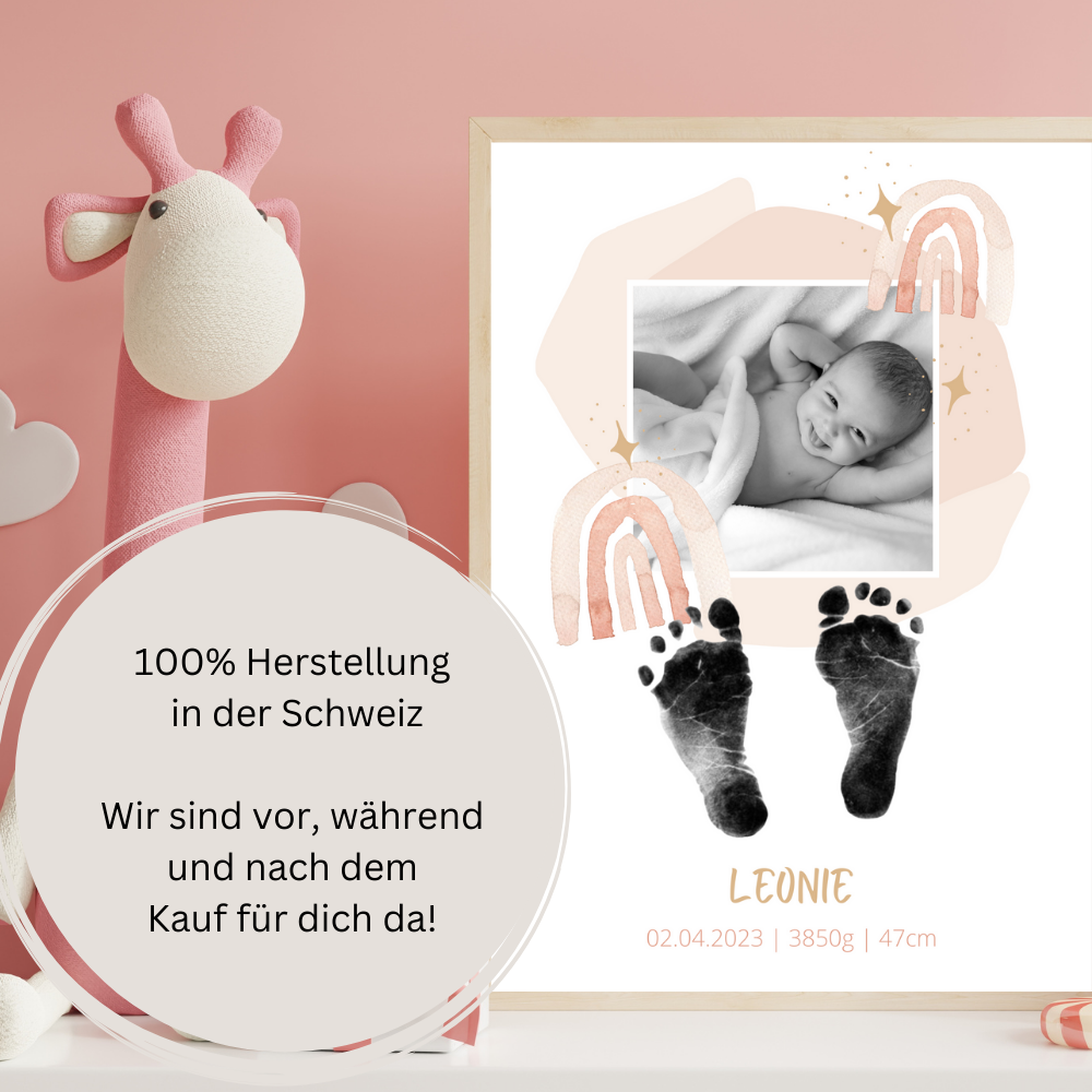 Babyposter - Regenbogen mit Foto