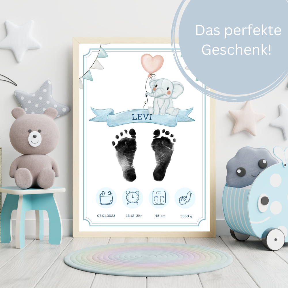 Babyposter - Elefant mit Ballon