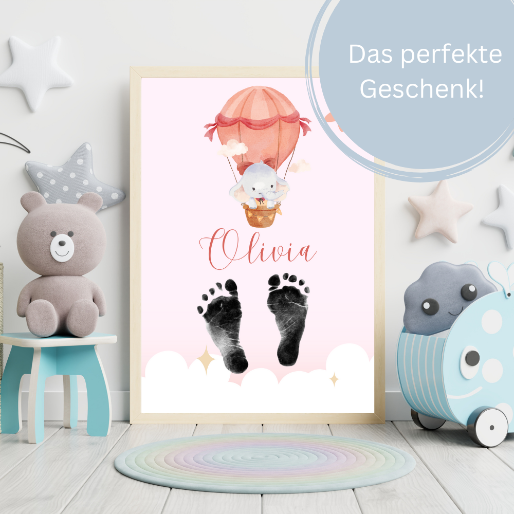 Babyposter - Heissluftballon Pink