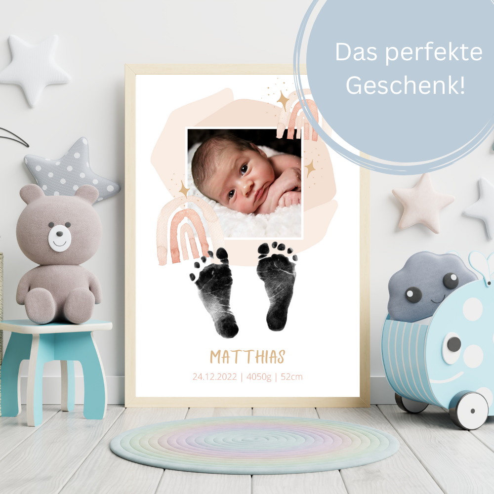 Babyposter - Regenbogen mit Foto